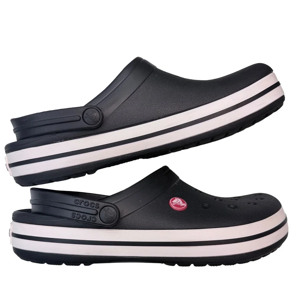 Crocs Crocband Clog Black White Platform Sandals Men 8 Women 10 11016-001